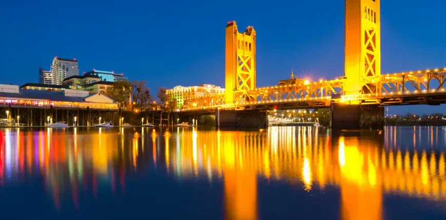 Sacramento, california bridge at night.